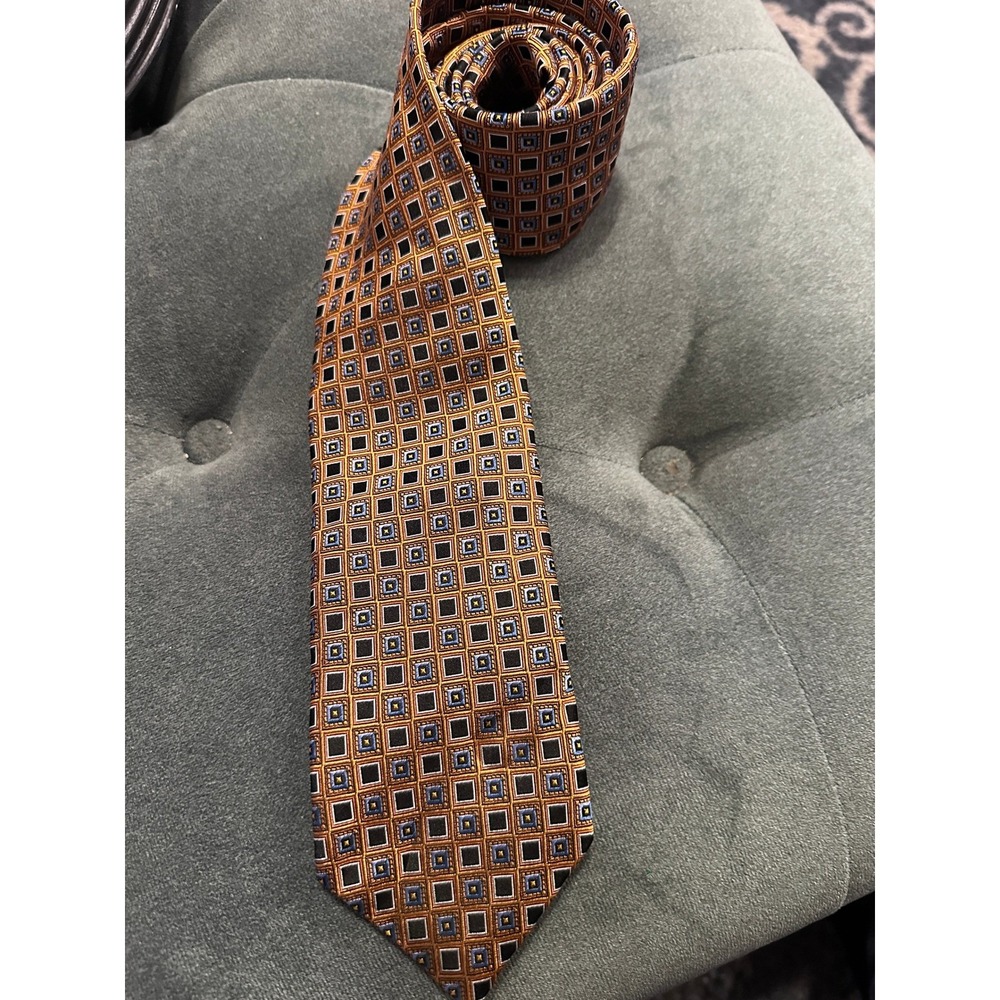 H. Stockton All Silk Hand Made in‎ USA Geometric Patterned Necktie